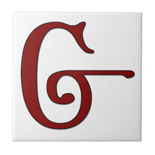 Helena Brev G i Red Monogram Tile Kakelplatta