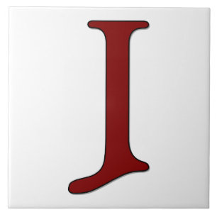 Helena Brev J i Red Monogram Tile Kakelplatta