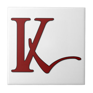 Helena Brev K i Red Monogram Tile Kakelplatta