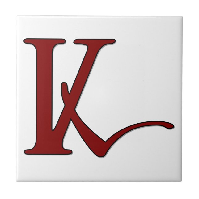 Helena Brev K i Red Monogram Tile Kakelplatta (Framsidan)