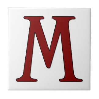 Helena Brev M i Red Monogram Tile Kakelplatta