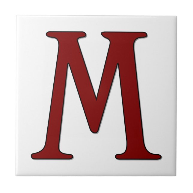 Helena Brev M i Red Monogram Tile Kakelplatta (Framsidan)