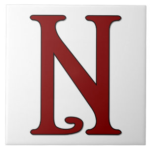 Helena Brev N i Red Monogram Tile Kakelplatta