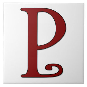 Helena Brev P i Red MonogramTile Kakelplatta