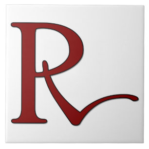 Helena Brev R i Red Monogram Tile Kakelplatta