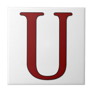 Helena Brev U i Red Monogram Tile Kakelplatta