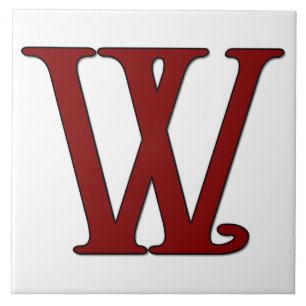 Helena Brev W i Red Monogram Tile Kakelplatta