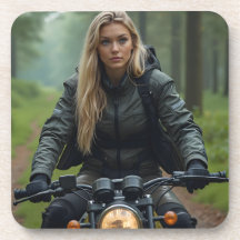 Helena Chevalier Riding Motorcycle through Forest