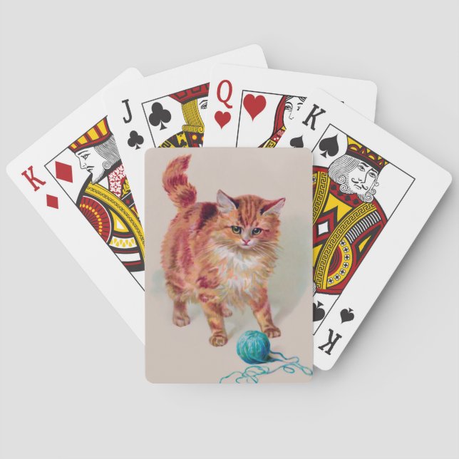 Helena Maguire Orange Cat with Blue Yarn Casinokort (Baksidan)