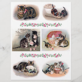 Helena Maguire Vintage Cat with Kittens Fussy Cuts