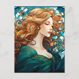 Helena - Mörk Blonde Woman i Art nouveau Stil Helg Vykort