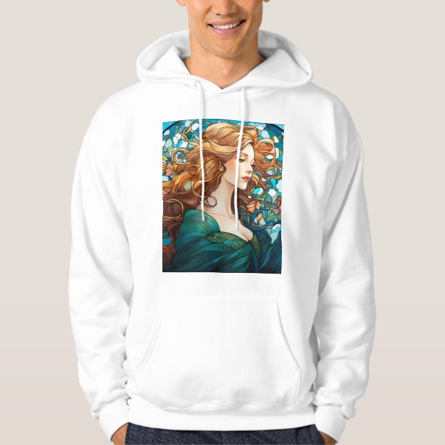 Helena - Mörk Blonde Woman i Art nouveau Stil Hoodie (Framsida)