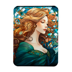 Helena - Mörk Blonde Woman i Art nouveau Stil Magnet