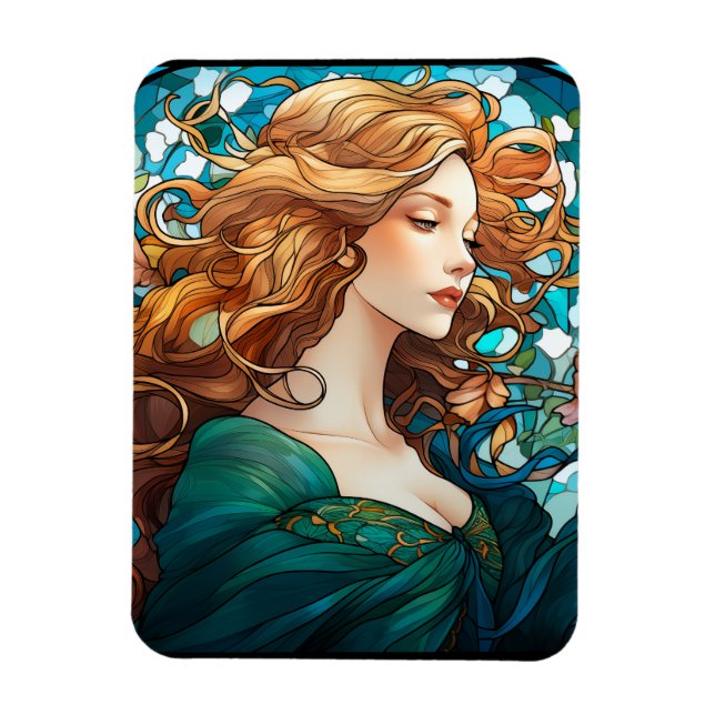 Helena - Mörk Blonde Woman i Art nouveau Stil Magnet (Vertikal)