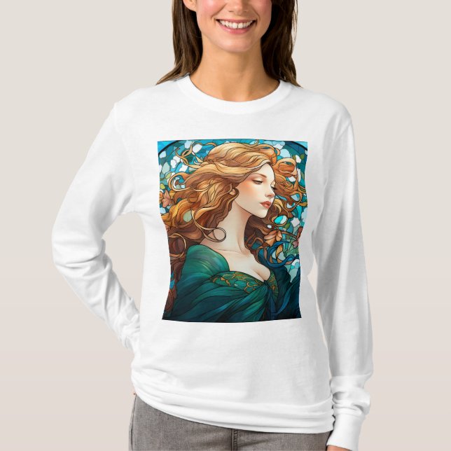 Helena - Mörk Blonde Woman i Art nouveau Stil T Shirt (Framsida)