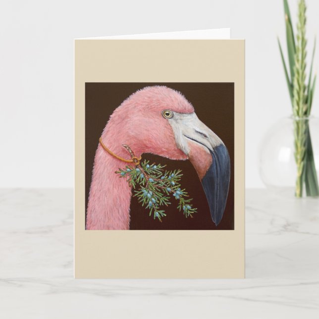 Helena the flamingo greeting Card Kort (Framsida)