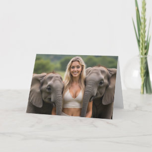 Helenaig och Hennes Gentle Baby Elephant Companies Tack Kort