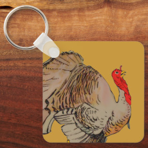 Helfärgad kalkon för Thanksgiving Nyckelring