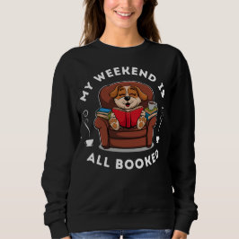 Helg är bokat! - för hund och bok älskare t shirt