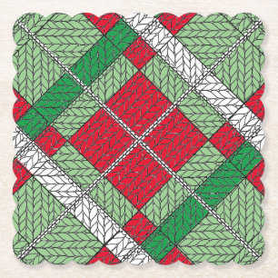 HELG ARGYLE-STICKAD Scalloped Fyrkantig Pappers Co Underlägg Papper