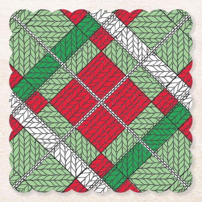 HELG ARGYLE-STICKAD Scalloped Fyrkantig Pappers Co Underlägg Papper (Framsida)