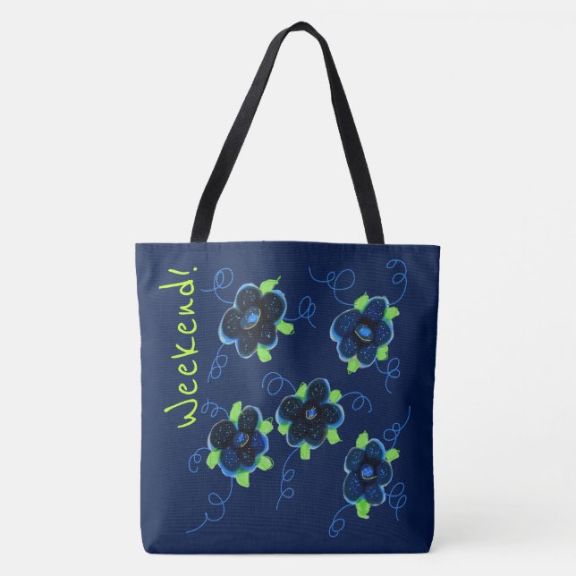 Helg Blue Blommigt Bag Tygkasse (Framsida)