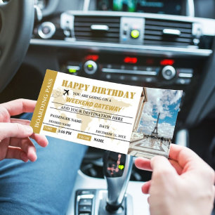 Helg Getaway Birthday Boarding pass Biljett Inbjudningar