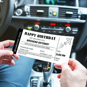 Helg Getaway Birthday Boarding pass Biljett Invi Inbjudningar