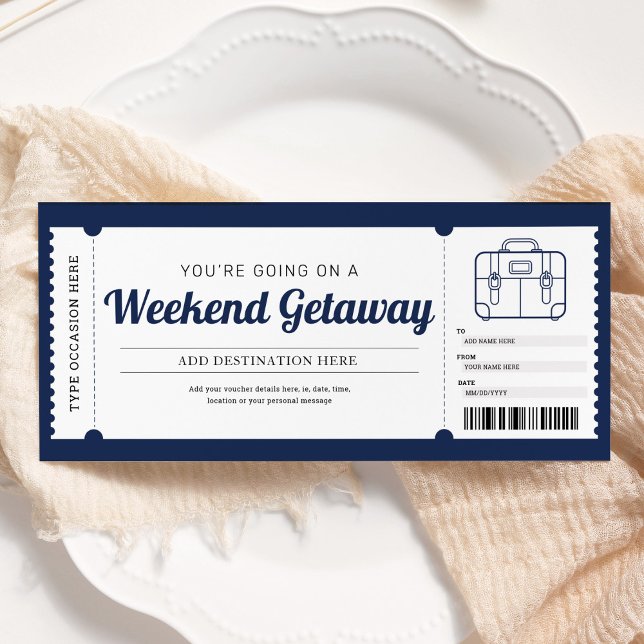 Helg Getaway Blue Gift Resa Travel Voucher Inbjudningar (Skapare uppladdad)