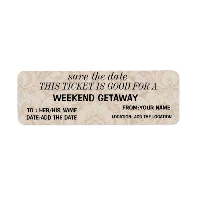 Helg Getaway Gift Returadress Etikett (Framsidan)