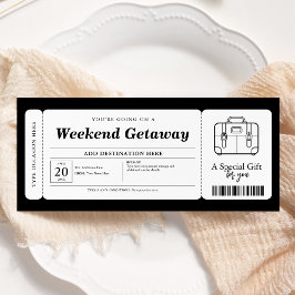 Helg Getaway Surprise Gift Biljett Voucher Inbjudningar