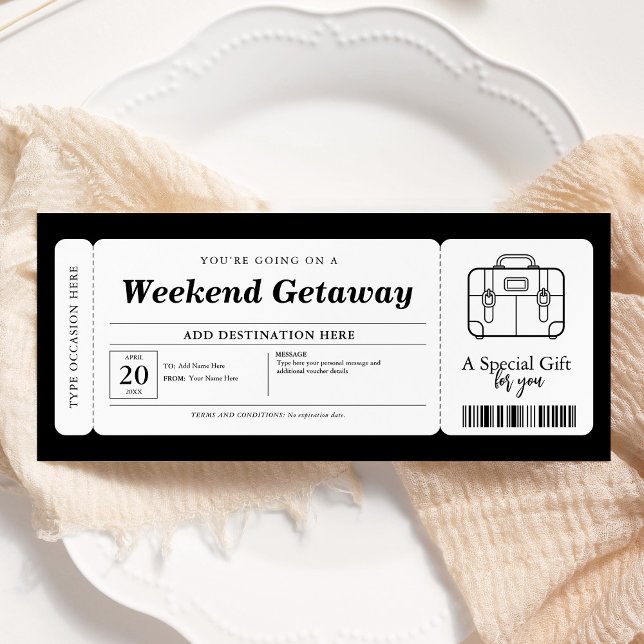 Helg Getaway Surprise Gift Biljett Voucher Inbjudningar (Skapare uppladdad)
