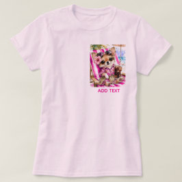 Helg hona Chihuahua Strand Avkoppling (Rosa) T Shirt