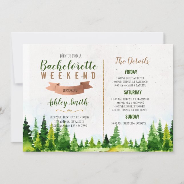 Helg i inbjudan till träbachelorette (Framsida)