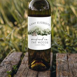 Helg i skogen Camping Sistaminuten Vinflaska Etikett