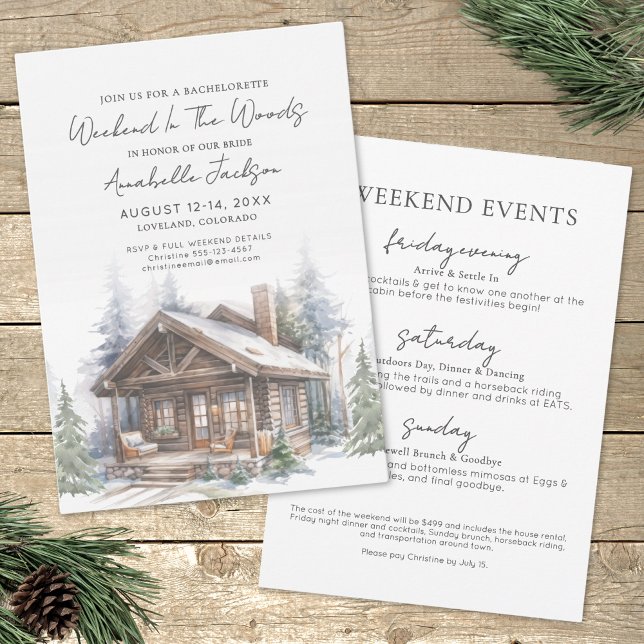 Helg i skogen Camping Sjungmöhipp Inbjudningar (Weekend In The Woods Camping Bachelorette Party Invitation)