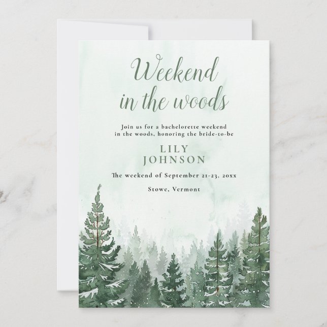 Helg i Skogen Rustic Forest Bachelorette Inbjudningar (Framsida)