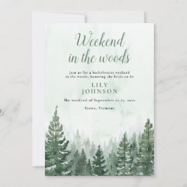Helg i Skogen Rustic Forest Bachelorette Inbjudningar
