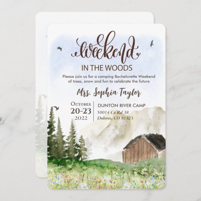 Helg i skogen Sist-minuten-inbjudan Inbjudningar (Fram/baksida)