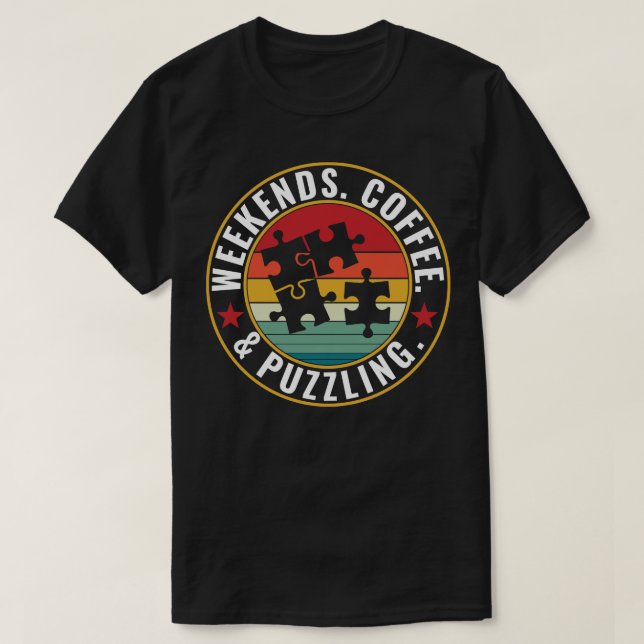 Helg Kaffe och Puzzling Funny Puzzler Puzzle T Shirt (Design framsida)