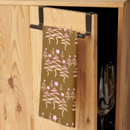 Helg Kritskrift Träd + Stjärna Upprepa Brun Kökshandduk