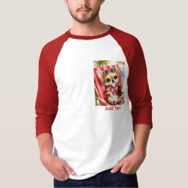 Helg manlig Chihuahua Strand Avkoppling (Röd) T Shirt