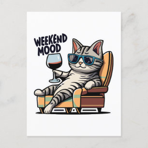 Helg Mood Cat Chill Vykort