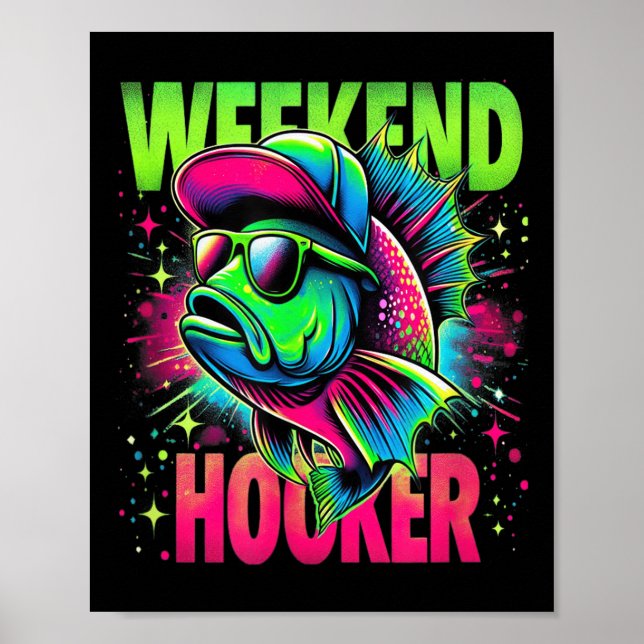 Helg På Helgen Rolig Fiskespun Puns Ordlek Poster (Framsidan)