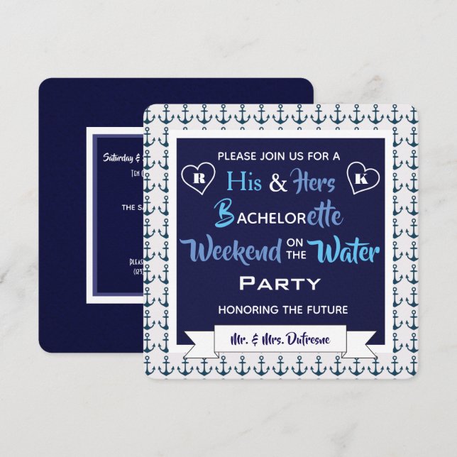 "Helg på Vatten" Hans och hennes inbjudan (Fram/baksida)