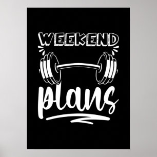 Helg Plans - Lusen Workout Gym Fitness Humor Poster