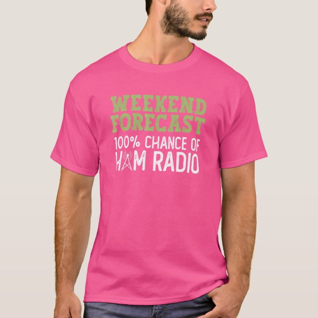 Helg prognos 100 chans för ham Radio Ham Radi T Shirt (Framsida)