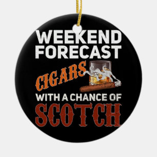 Helg prognos för cigarrer och Scotch Whiskey Julgransprydnad Keramik