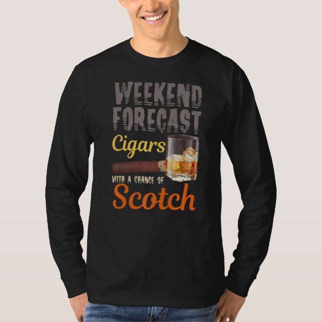 Helg prognoscigarrer och Scotch Whiskey Bourbon T Shirt (Framsida)
