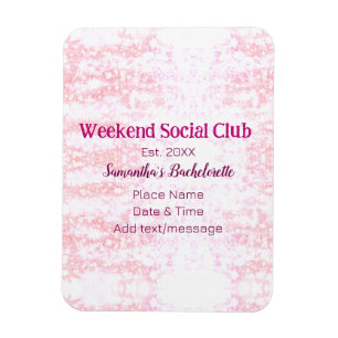 Helg Social klubb rosa glitter möhippa fest Magnet